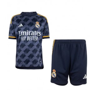 Lacne Dětský Futbalové dres Real Madrid 2023-24 Krátky Rukáv - Preč (+ trenírky)
